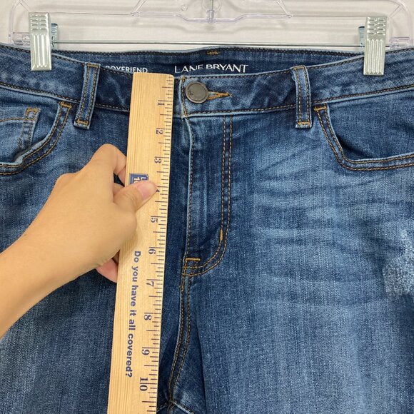 Lane Bryant size 18 Blue Medium Wash Light Distressed Boyfriend Jeans - Picture 6 of 10